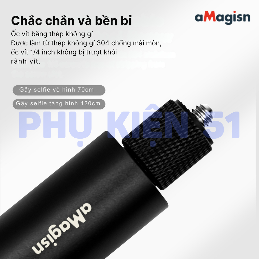 Gậy aMagisn tàng hình Insta360 X5 X4 X3 Osmo 360 kéo dài 70cm 120cm