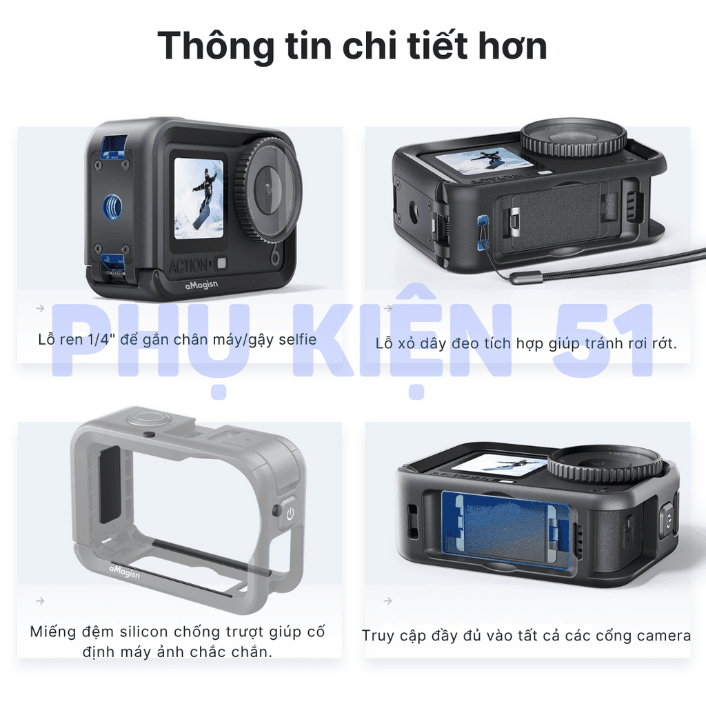 Khung nhựa aMagisn Action 6 hỗ trợ gắn dọc bảo vệ máy