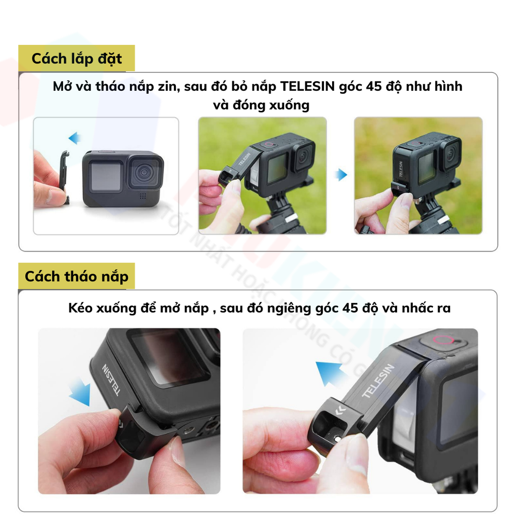 Nắp pin TELESIN có cổng sạc GoPro Hero 9 10 11 12 13 Black