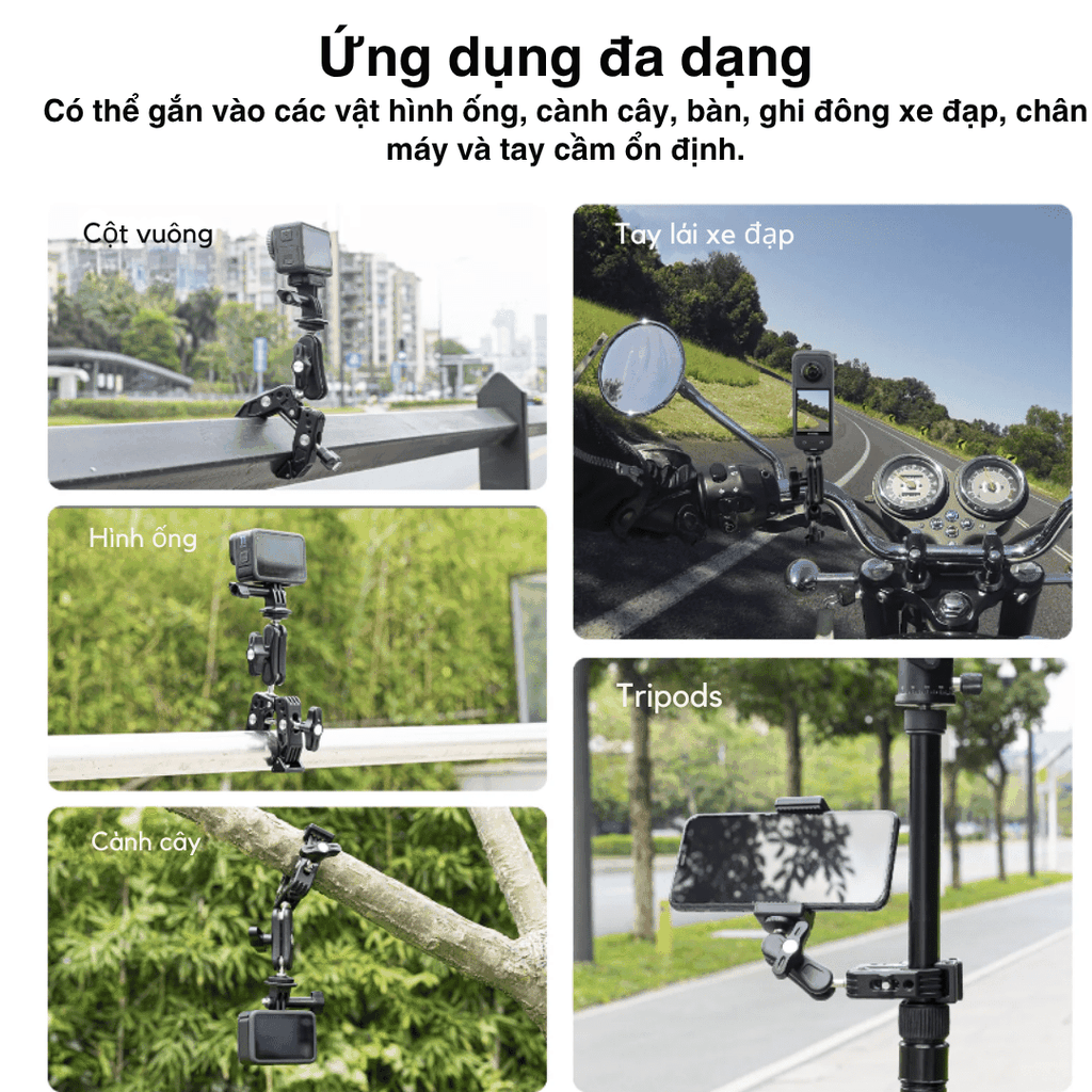 Kẹp càng cua kim loại Telesin gắn Actioncam máy ảnh đèn flash cố định chắc chắn