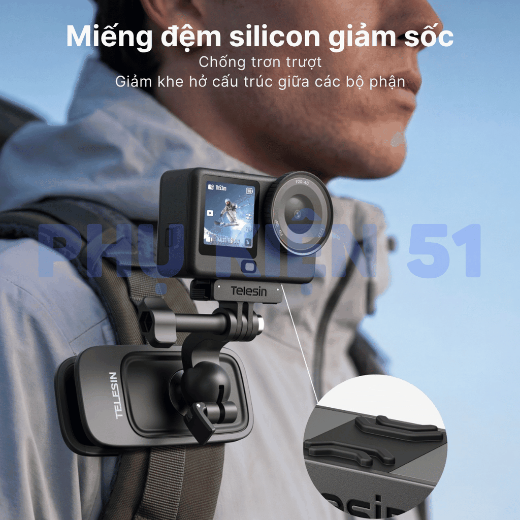 Ngàm nam châm Telesin Action 6 Nano giúp gắn nhiều phụ kiện