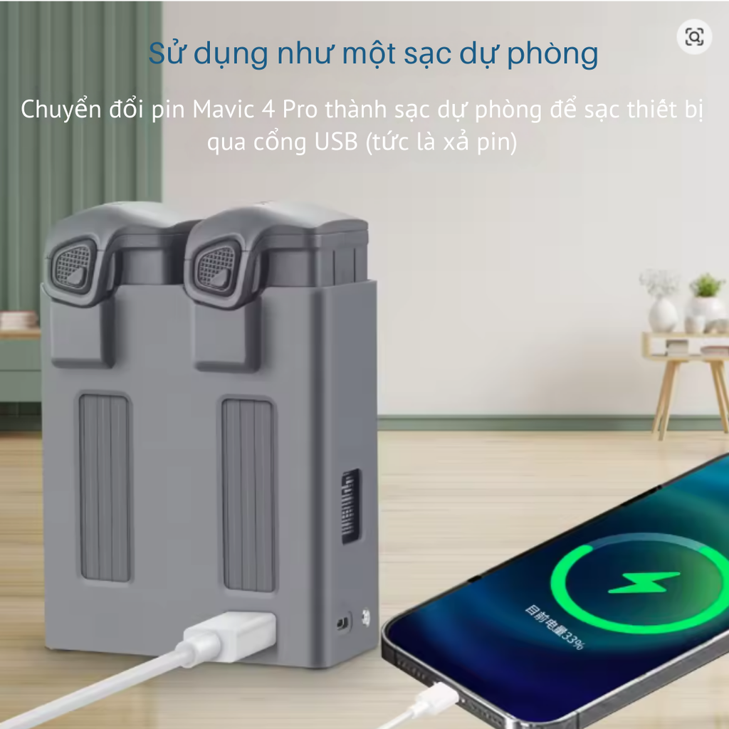 Hub sạc YX 100W cho DJI Mavic 4 Pro đèn báo đầy đủ 2 khe sạc