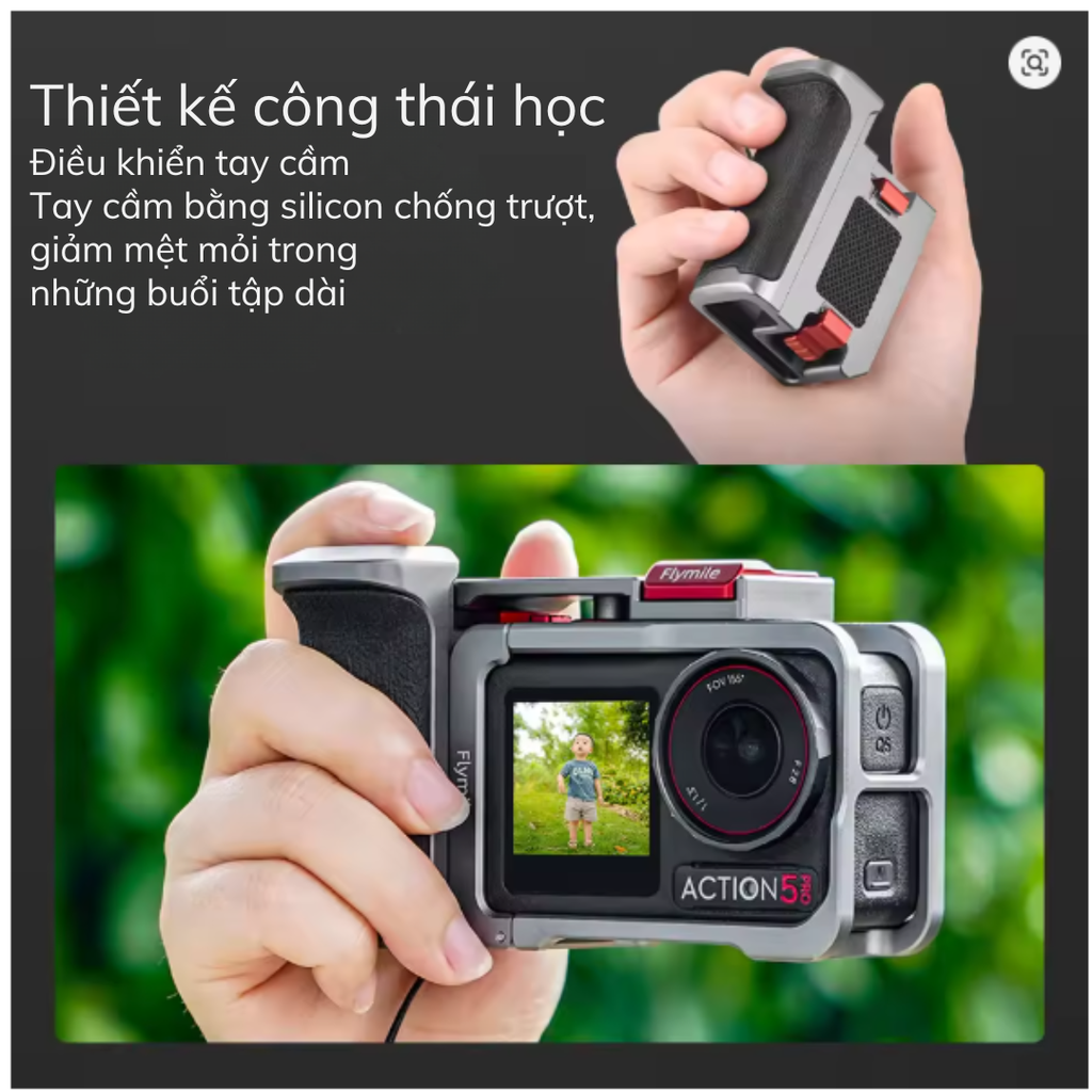 Tay cầm Flymile cho Action 5 Pro 4 3 hợp kim nhôm chắc chắn chụp hình đường phố