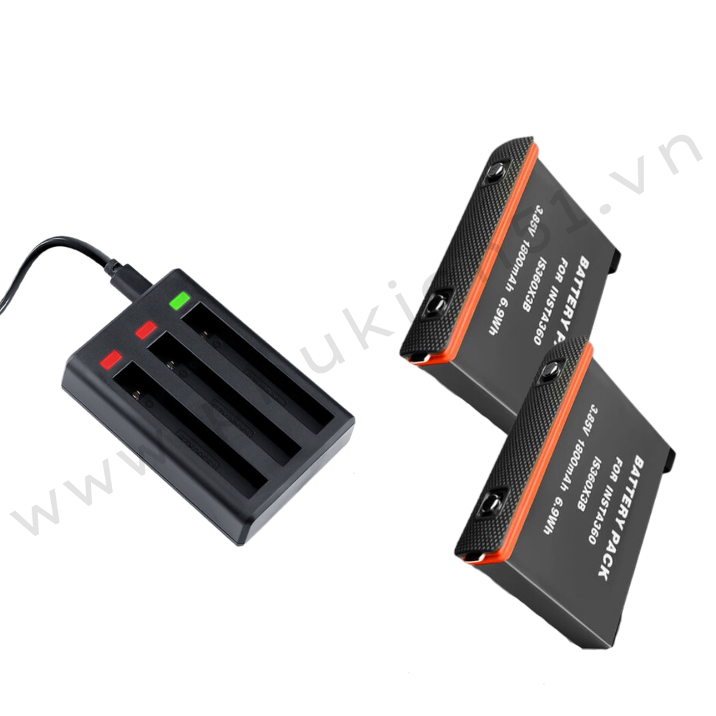 Pin và Dock sạc 3 khe dành cho Insta360 One X3