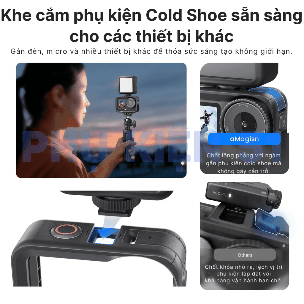 Khung nhựa aMagisn Action 6 hỗ trợ gắn dọc bảo vệ máy