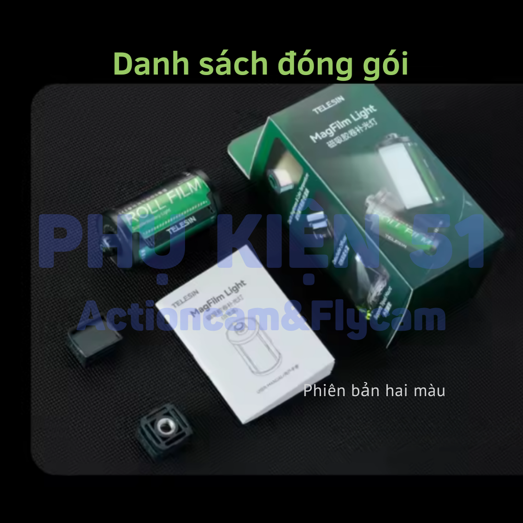 Đèn Telesin Mini trợ sáng Actioncam máy ảnh , trang trí đẹp gắn ngàm Cold Shoe