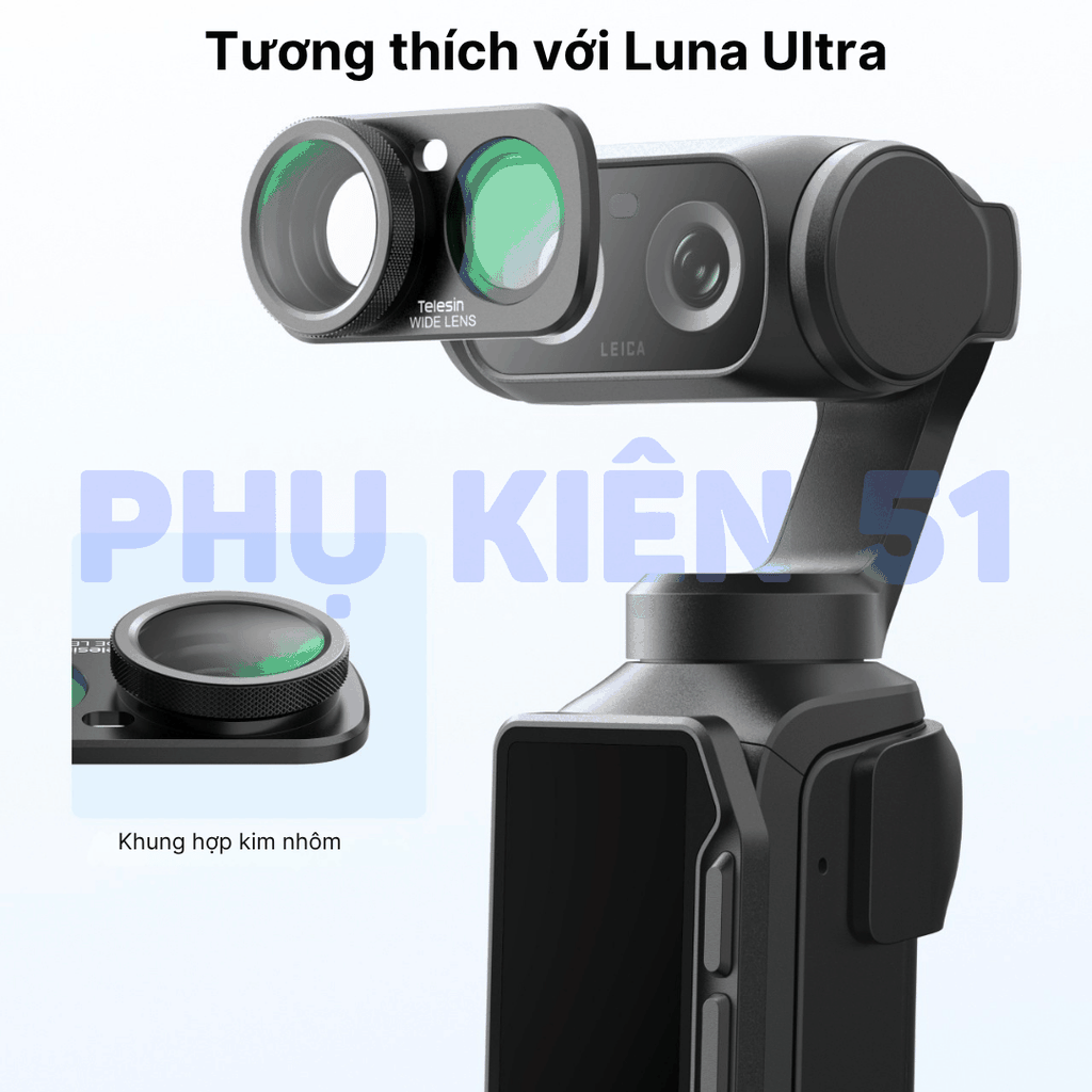 Lens góc rộng Telesin 0,75x Insta360 Luna mở rộng góc quay