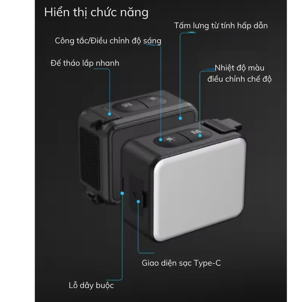 Đèn tích hợp ngàm DJI Osmo Action 5 Pro 4 3 trợ sáng hỗ trợ quay vlog