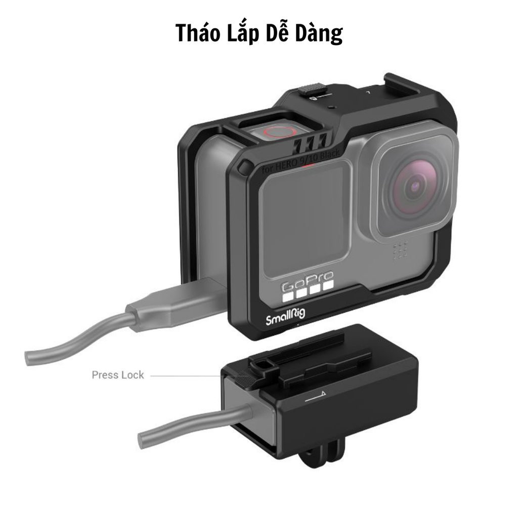 SmallRig Cage GoPro 13 12 11 10 9 có khung gắn Adapter Gopro gắn mic đèn led làm Vlog -Smallrig 3083B