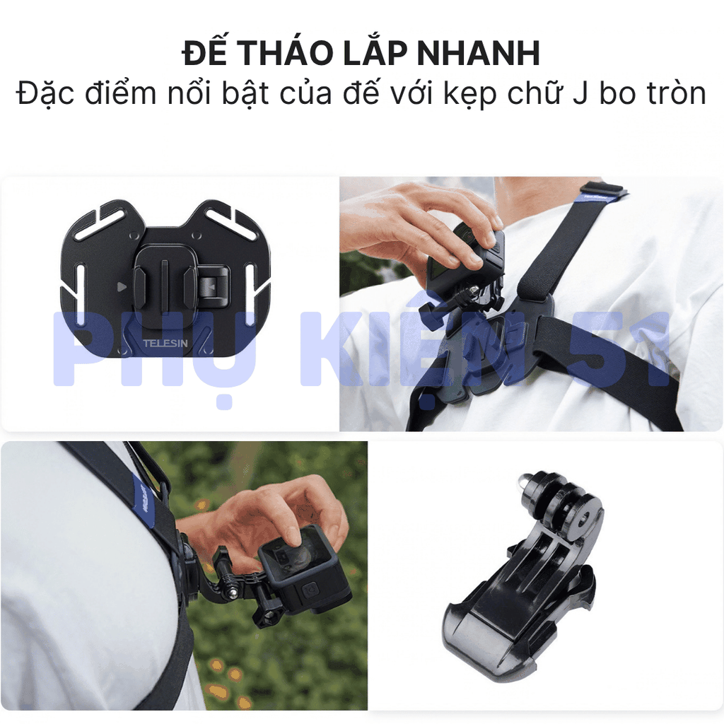Dây đeo ngực TELESIN gắn ActionCam Gopro, Insta360 Ace Pro - TELESIN GP-UCS-001