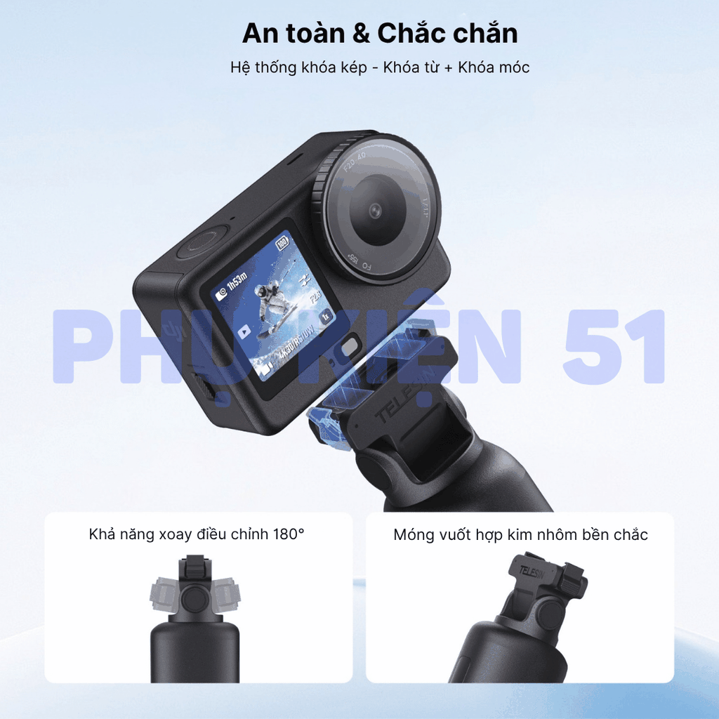 Tay cầm hộp sạc TELESIN cho Action 6 5 Osmo 360 cầm tay tiện dụng