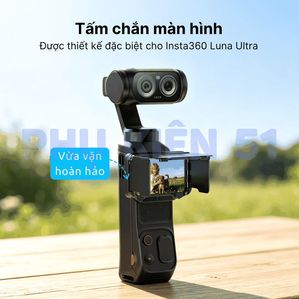 Nắp che nắng Vrig cho Insta360 Luna giúp nhìn rõ màn hình bảo vệ