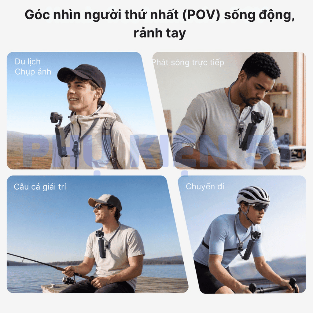 Vòng đeo Telesin Pocket 3 4 Luna hỗ trợ đeo cổ quay Pov đầu 1/4 inch