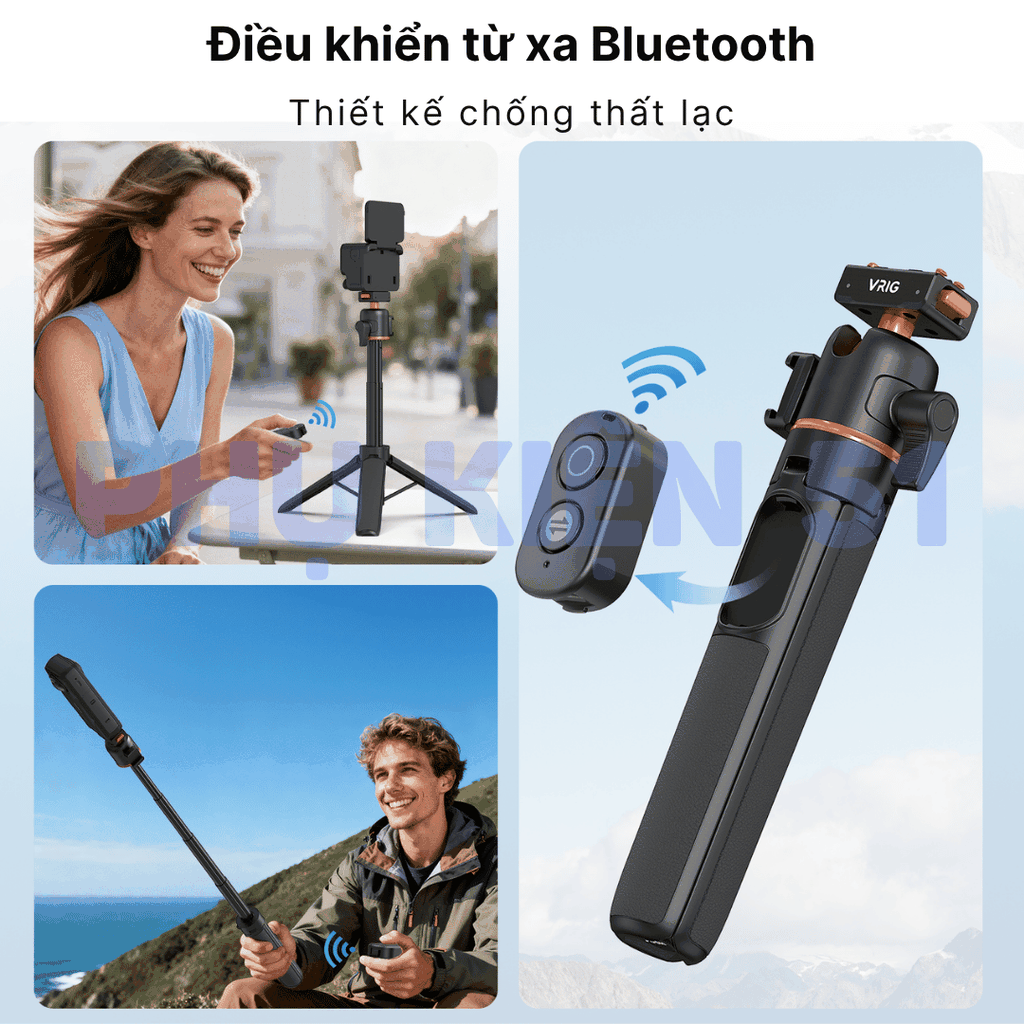 Tripod Vrig Ac 50 cho Insta360 X5 Ace Pro 2 tích hợp Remote kéo dài 55cm tiện lợi