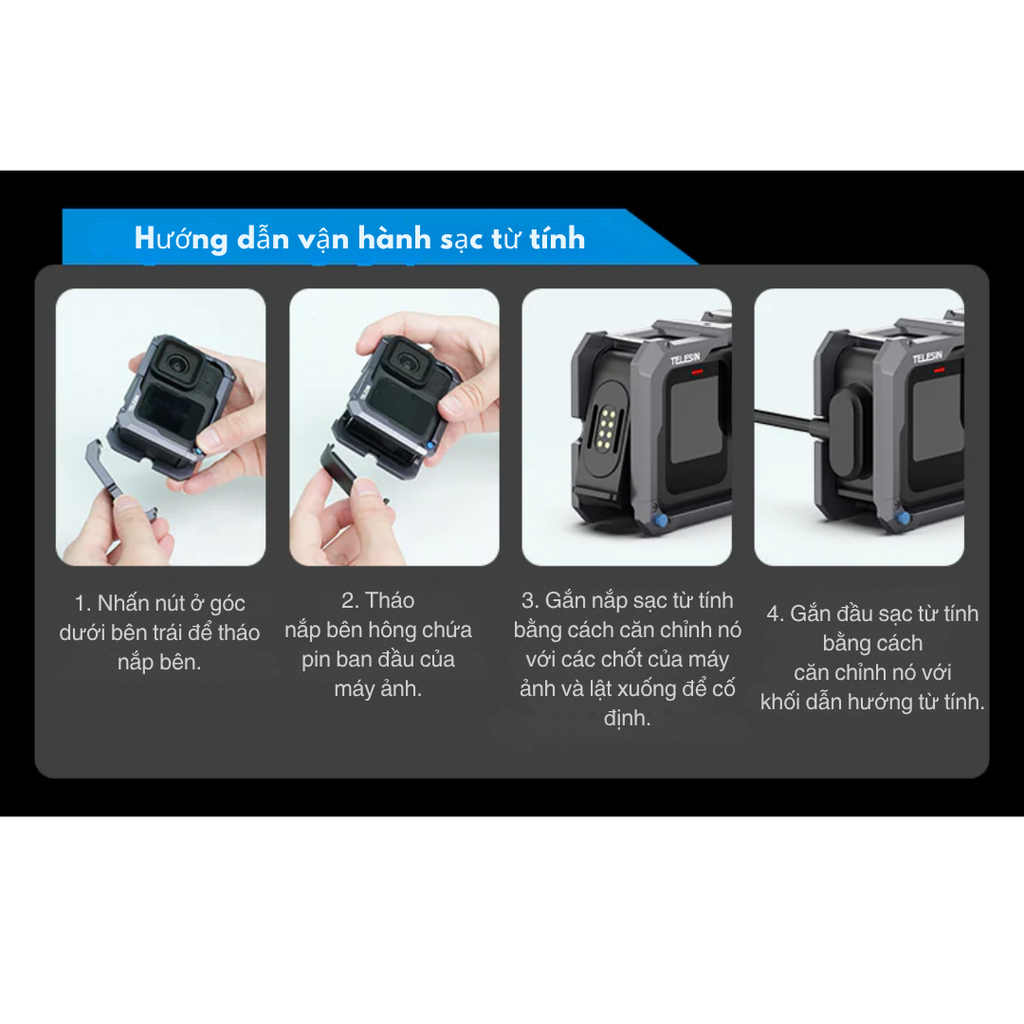 Khung hợp kim nhôm Gopro 13 12 11 10 9 Black nâng cấp tích hợp nhiều phụ kiện