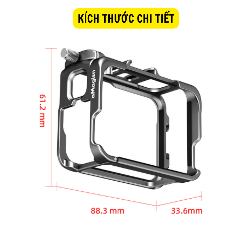 Khung Nhôm aMagisn Insta360 Ace / Ace Pro chắc chắn hỗ trơ xoay ngang dọc ngàm mở rộng gắn mic đèn - Hàng chính Hãng