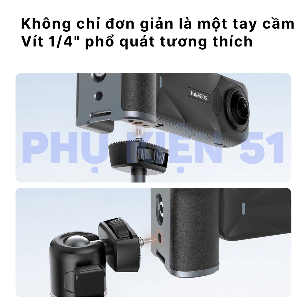 Báng tay cầm cho Insta360 X5 X4 Air tích hợp Remote chụp ảnh đường phố