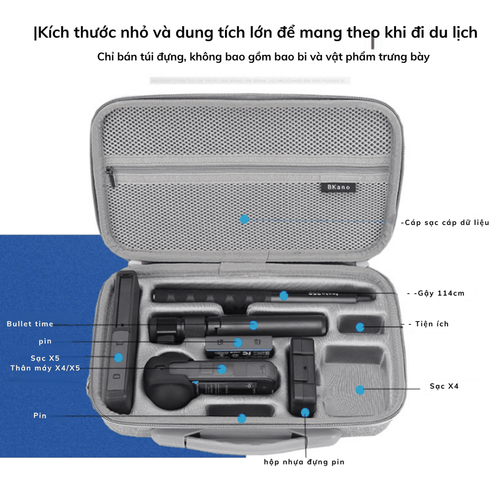 Túi đựng phụ kiện Insta360 X5 chống sốc , khuôn vừa vặn