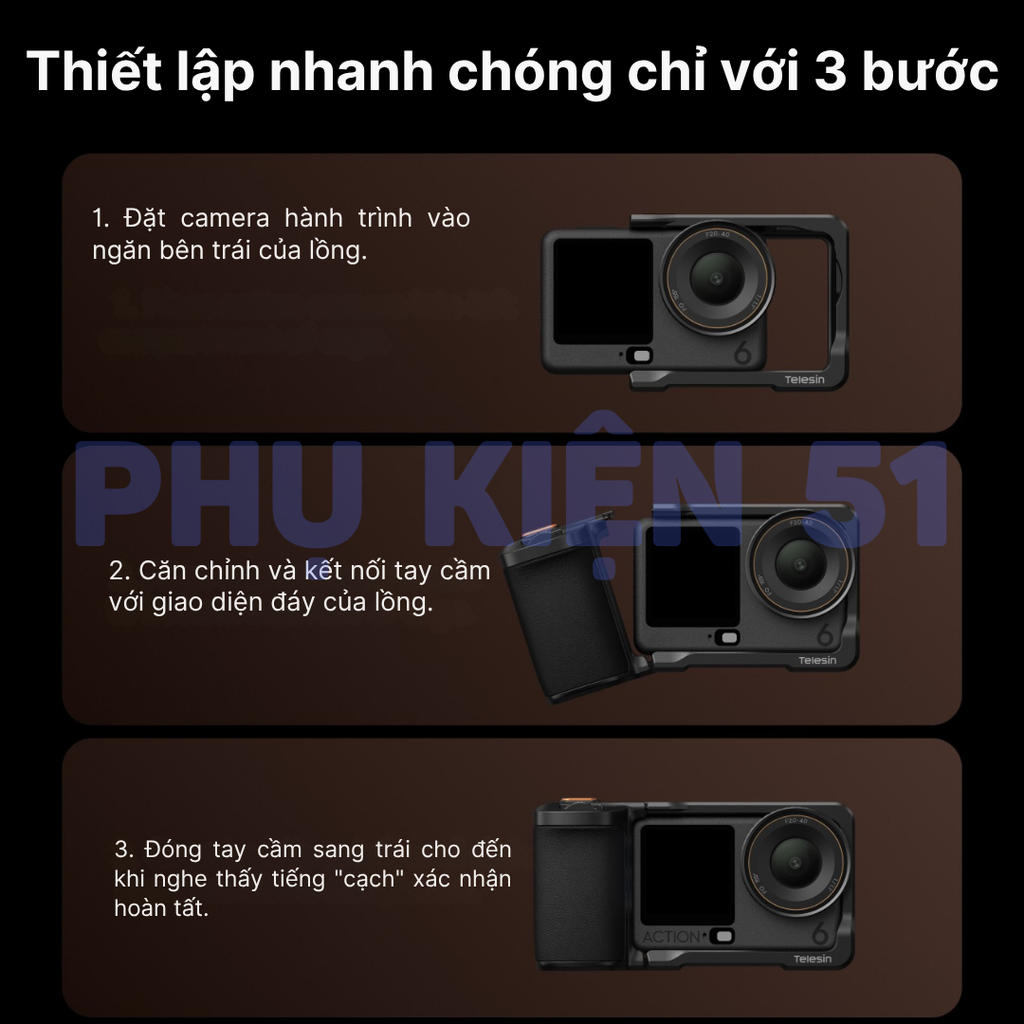 Báng tay cầm Telesin Bluetooth Action 6 chụp hình đường phố chụp hình từ xa