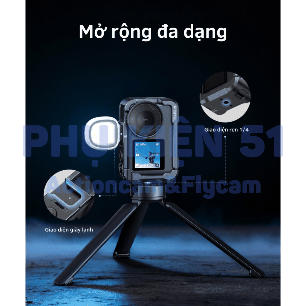 Khung Hợp Kim Telesin Action 6 bảo vệ camera chống trầy xước - S6-FMS-35-TDJ