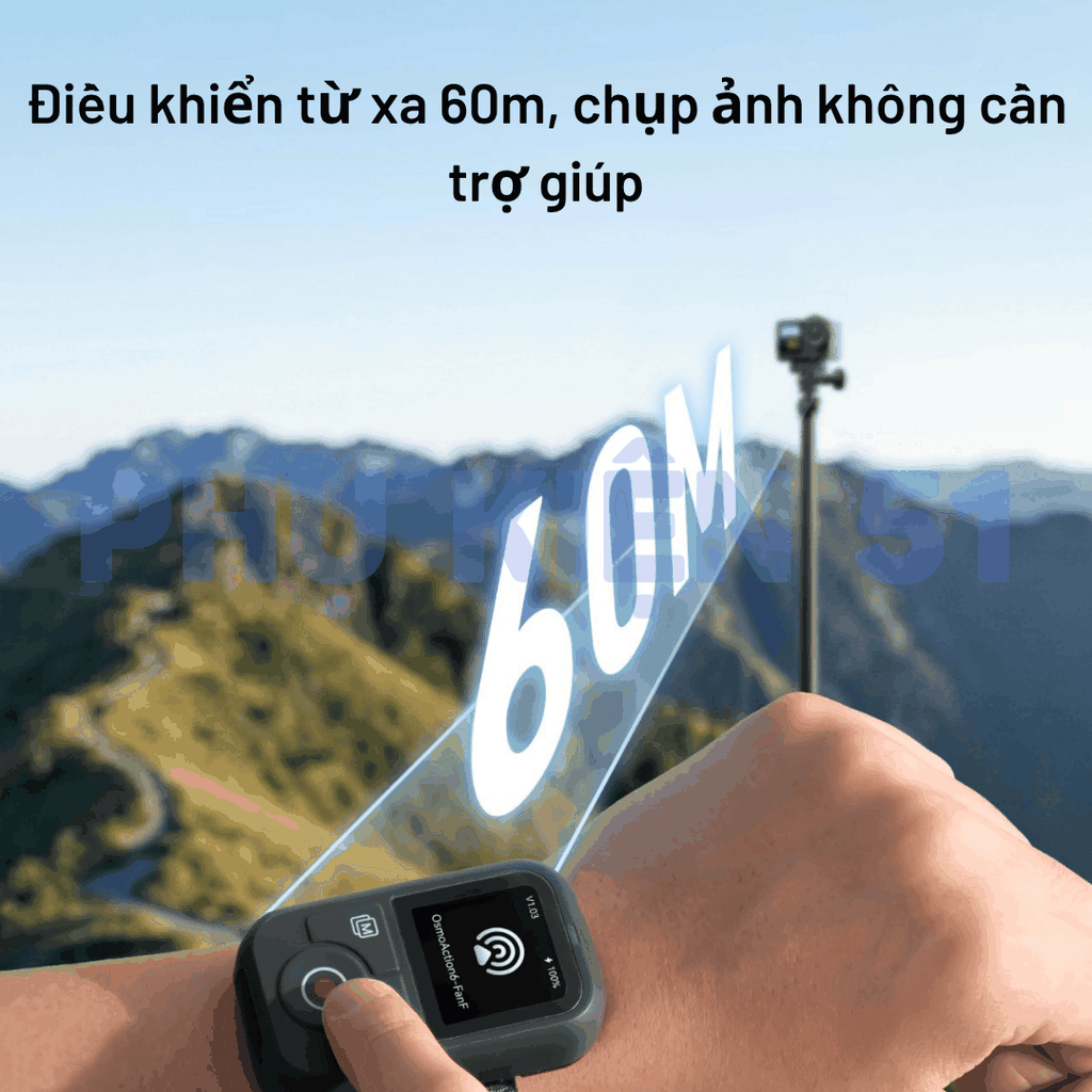Remote Telesin cho DJI Action 6 5 4 , Osmo 360 điều khiển từ xa lên tới 60m, kháng nước , tiện lợi