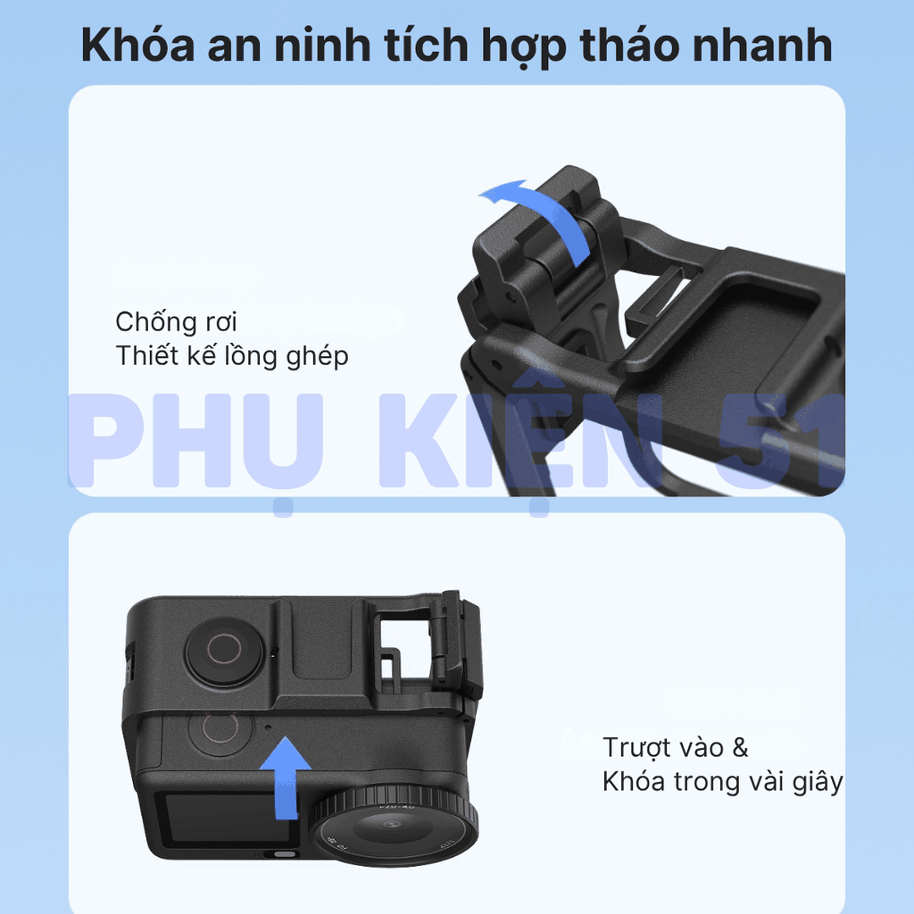Khung nhựa Telesin Action 6 hỗ trợ gắn dọc bảo vệ camera