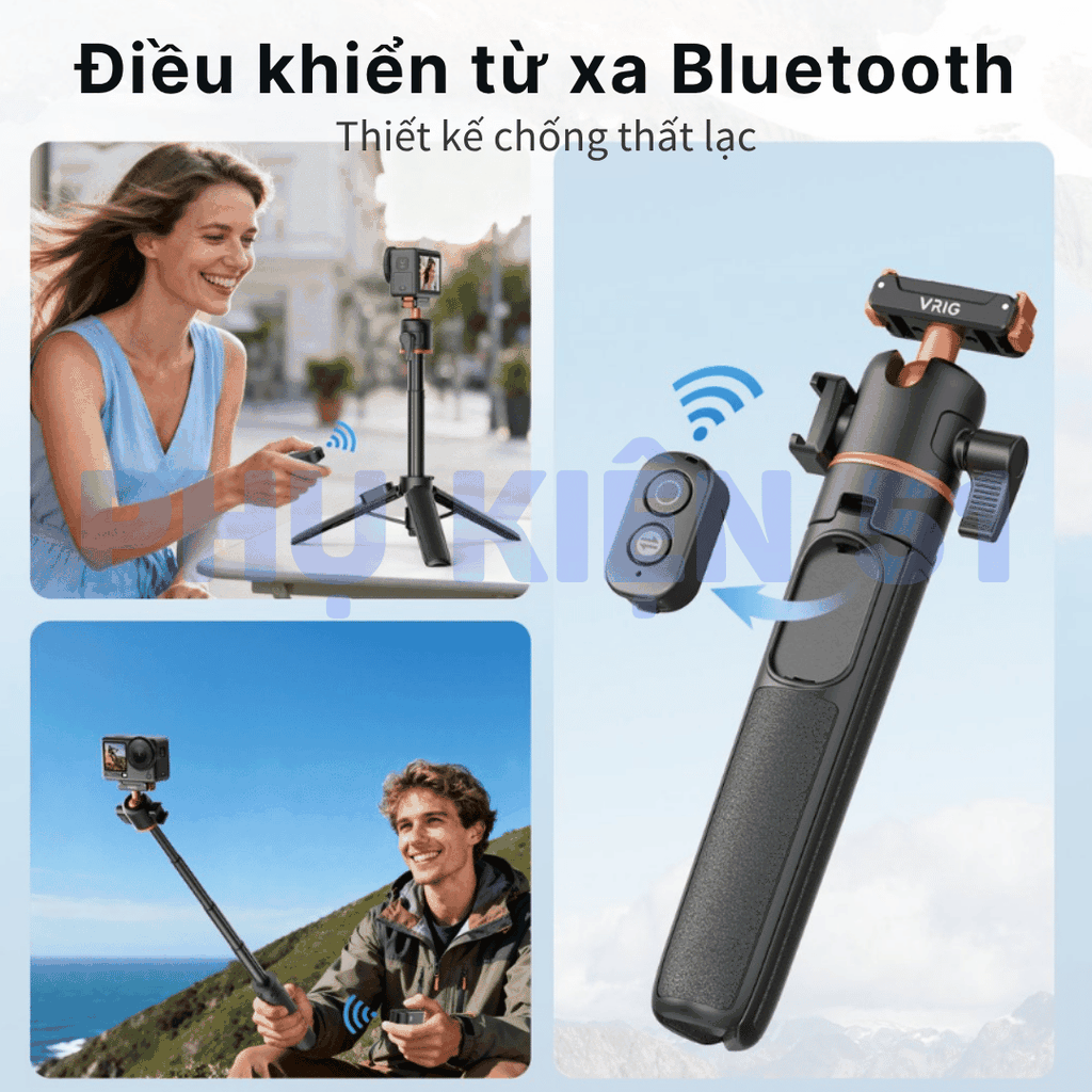 Gậy Vrig kiêm Remote Action 6 5 4 Osmo 360 gấp gọn tích hợp ngàm dài 55cm