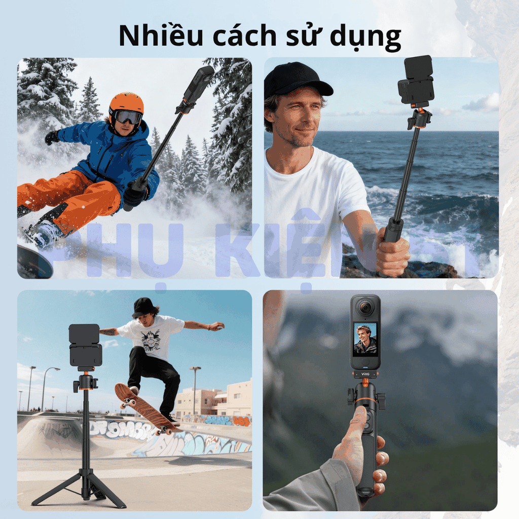 Tripod Vrig Ac 50 cho Insta360 X5 Ace Pro 2 tích hợp Remote kéo dài 55cm tiện lợi