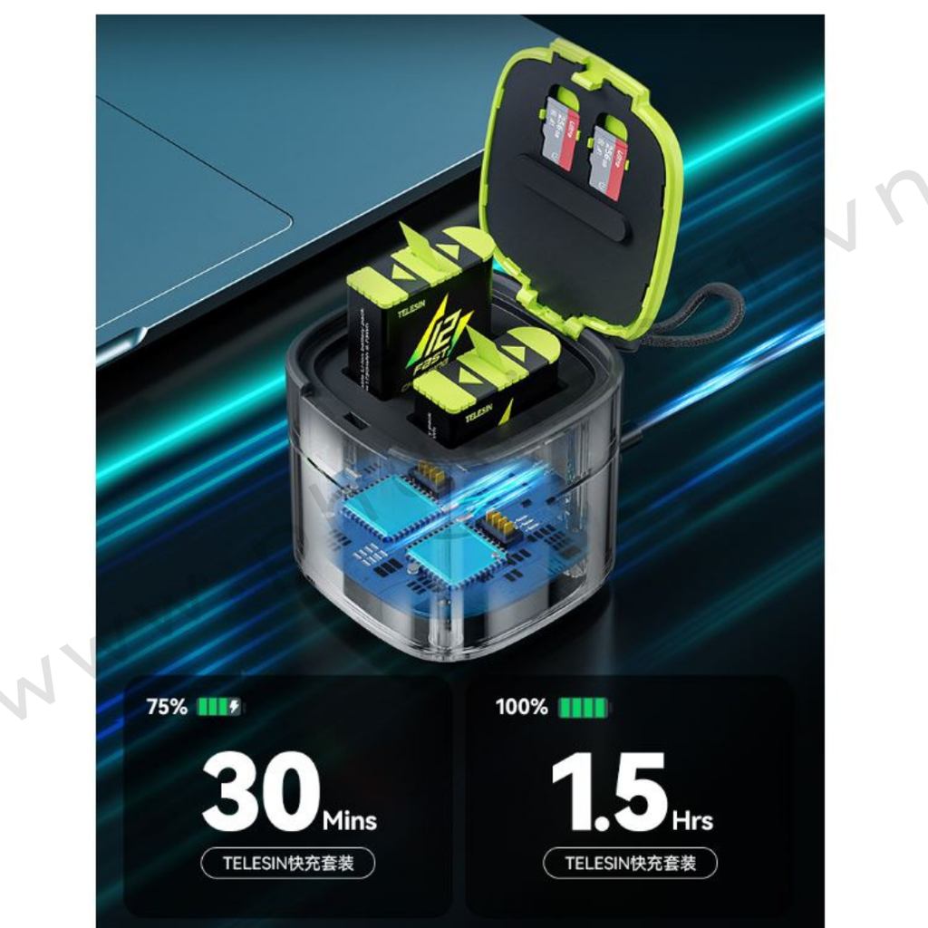 Pin Gopro Hero 12 11 10 9 Black và Bộ Sạc Nhanh PD 20W Telesin - Telesin Fast Charging