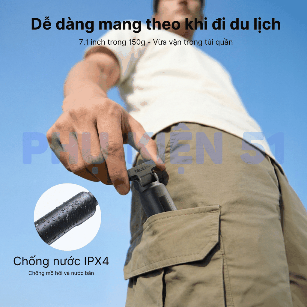 Tay cầm hộp sạc TELESIN cho Action 6 5 Osmo 360 cầm tay tiện dụng