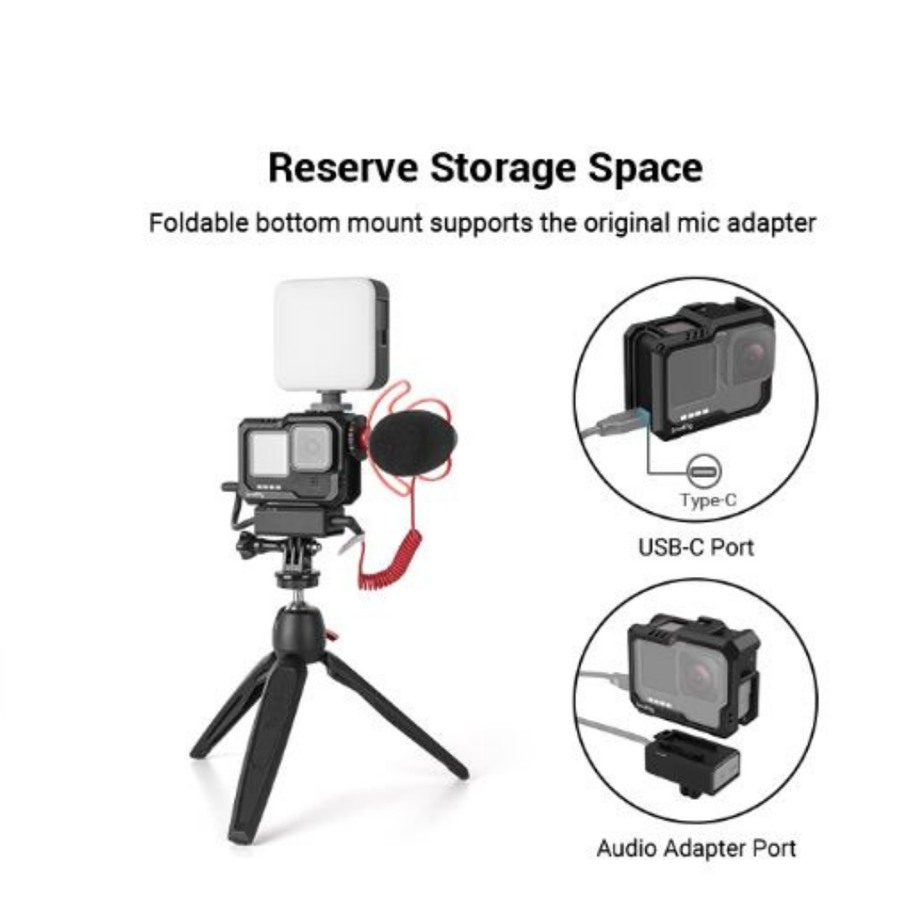 SmallRig Cage GoPro 13 12 11 10 9 có khung gắn Adapter Gopro gắn mic đèn led làm Vlog -Smallrig 3083B