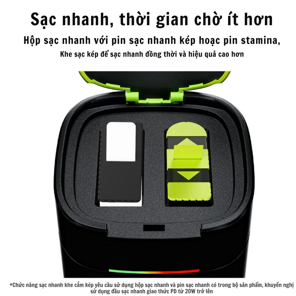 Pin Stamina và Hộp sạc nhanh Gopro 12 11 10 9 Black hiệu suất cao