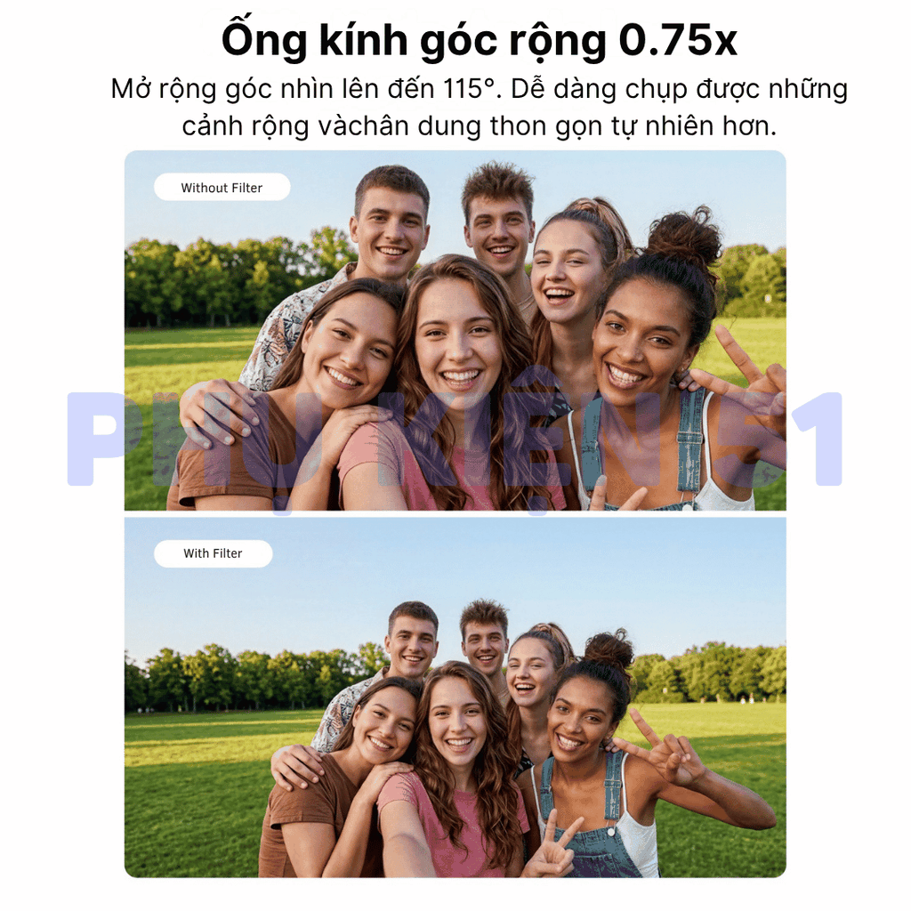 Lens góc rộng Telesin 0,75x Insta360 Luna mở rộng góc quay