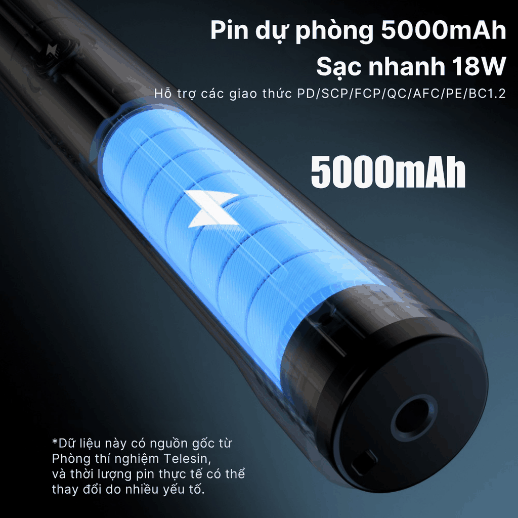 Gậy sạc Telesin 2.0 dự phòng Actioncam Insta360 Gopro 5000mah kéo dài thời gian sử dụng