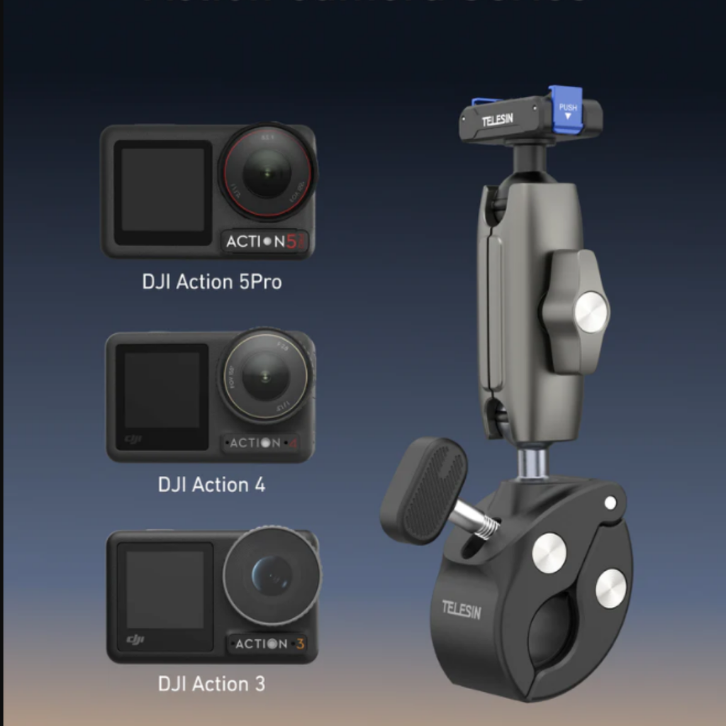 Kẹp càng cua Telesin cho Action 5 4 3 Osmo 360 gắn ghi đông xe xoay 360 độ tuỳ chỉnh