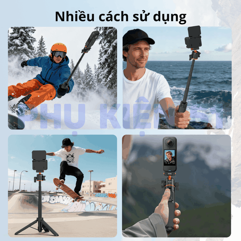 Tripod Vrig Ac 50 cho Insta360 X5 Ace Pro 2 tích hợp Remote kéo dài 55cm tiện lợi