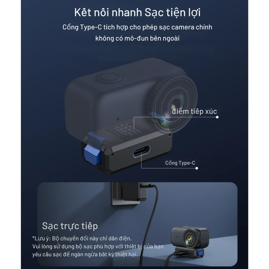 Ngàm Telesin tích hợp sạc Osmo Nano kéo dài thời gian sử dụng