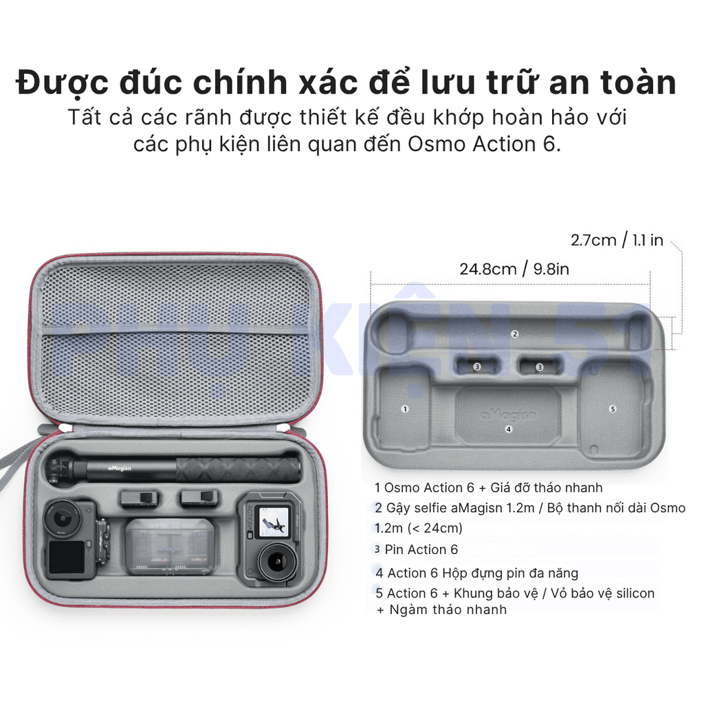 Túi aMagisn đựng phụ kiện Action 6 bảo vệ chống sốc tốt kháng nước
