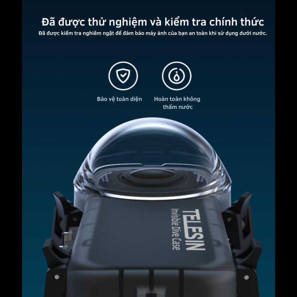 Khung chống nước Telesin Insta360 X4 hỗ trợ quay dưới nước bơi lặn sâu