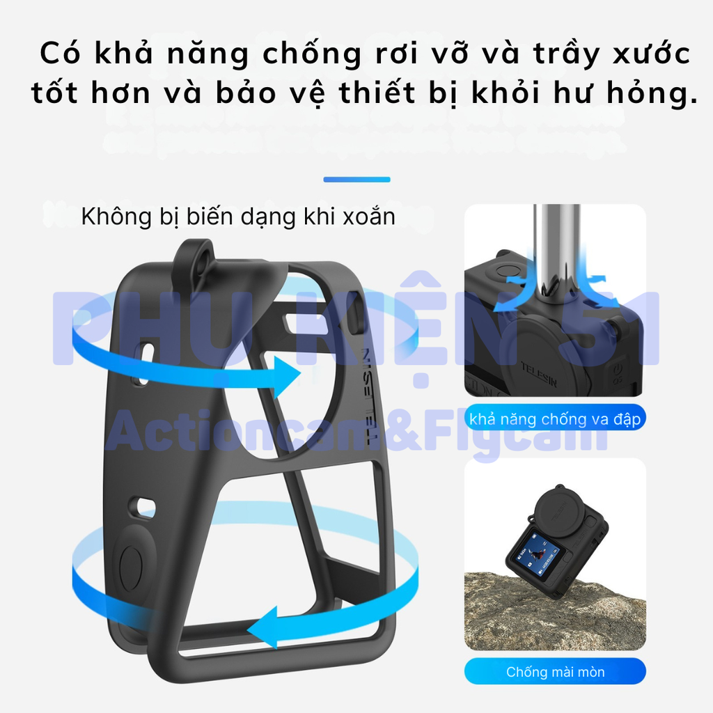 Silicon Telesin Dji Osmo Action 6 bảo vệ màn hình camera chống trầy xước S6-PTC-11