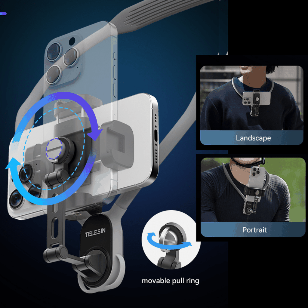 Vòng Đeo Cổ Telesin Góc POV kẹp chắc chắn hỗ trợ quay ngang dọc uốn dẻo tiện dụng S2-HNB-02