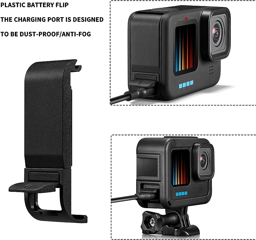 Nắp đậy pin GoPro Hero 13 12 11 10 9 Black có cổng sạc rời và cao su chống bụi