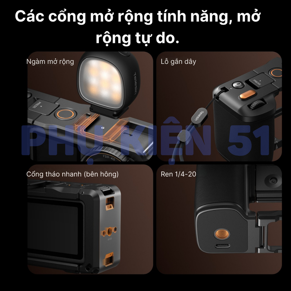 Báng tay cầm Telesin Bluetooth Action 6 chụp hình đường phố chụp hình từ xa