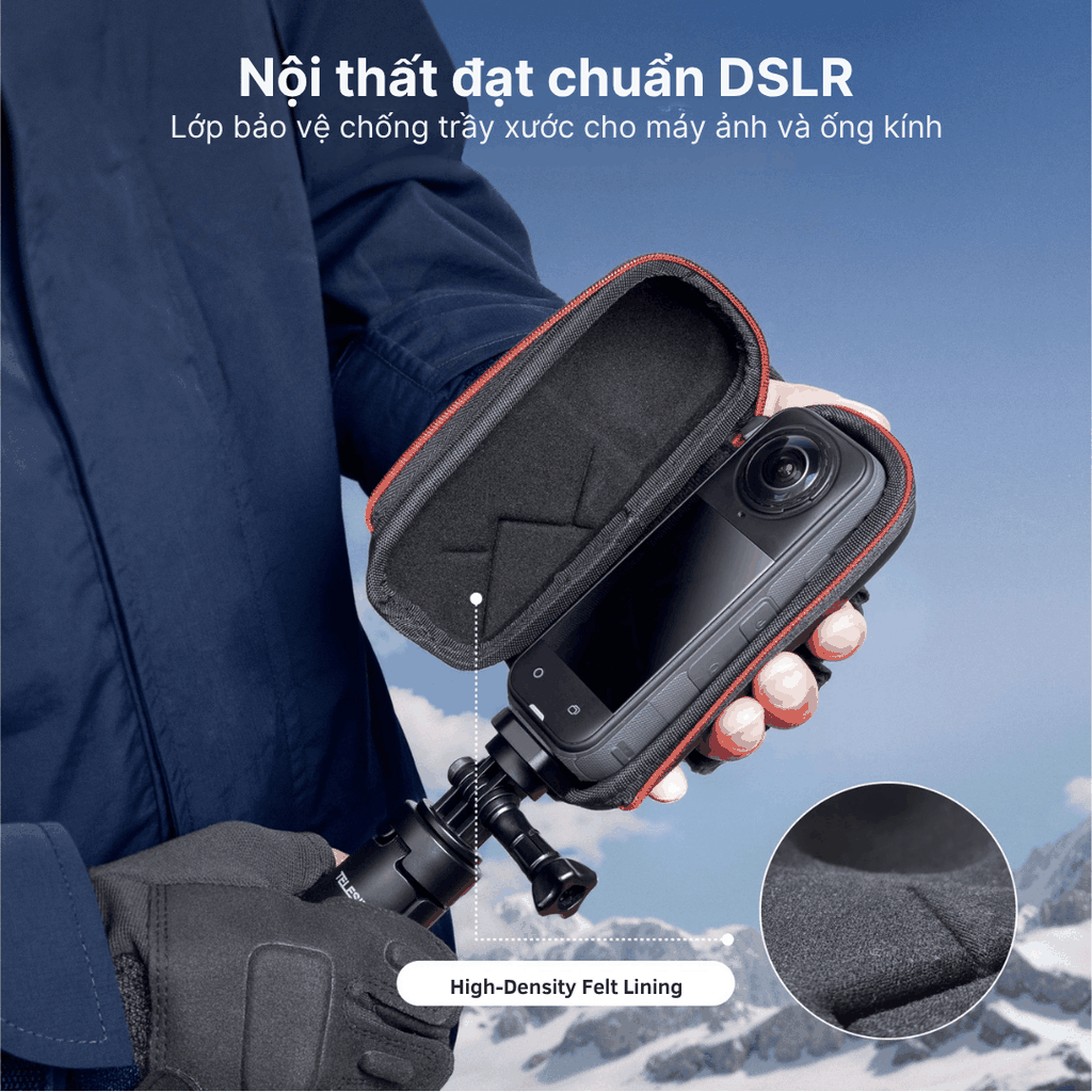 Túi mini Telesin đựng Insta360 X4 X5 bảo vệ camera chống va đập tốt