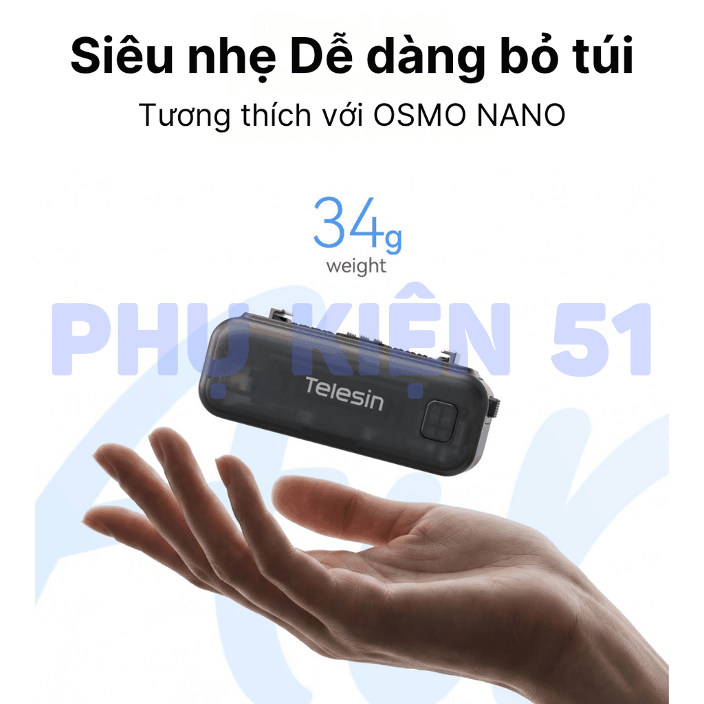 Pin dự phòng Telesin DJI Nano 500mAh kéo dài thời gian quay nhỏ gọn