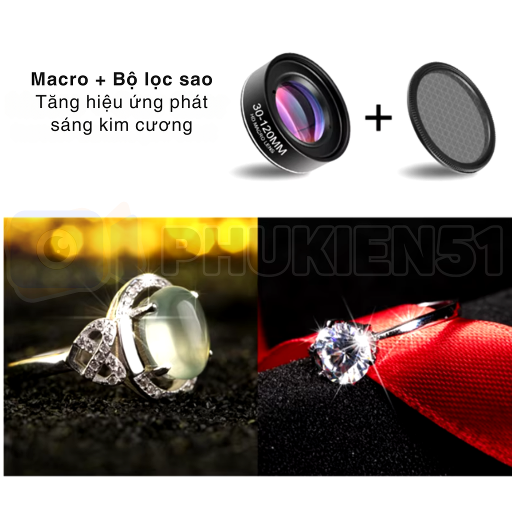 Lens Marco 30-120mm hỗ trợ điện thoại quay chụp cận cảnh gần sắc nét