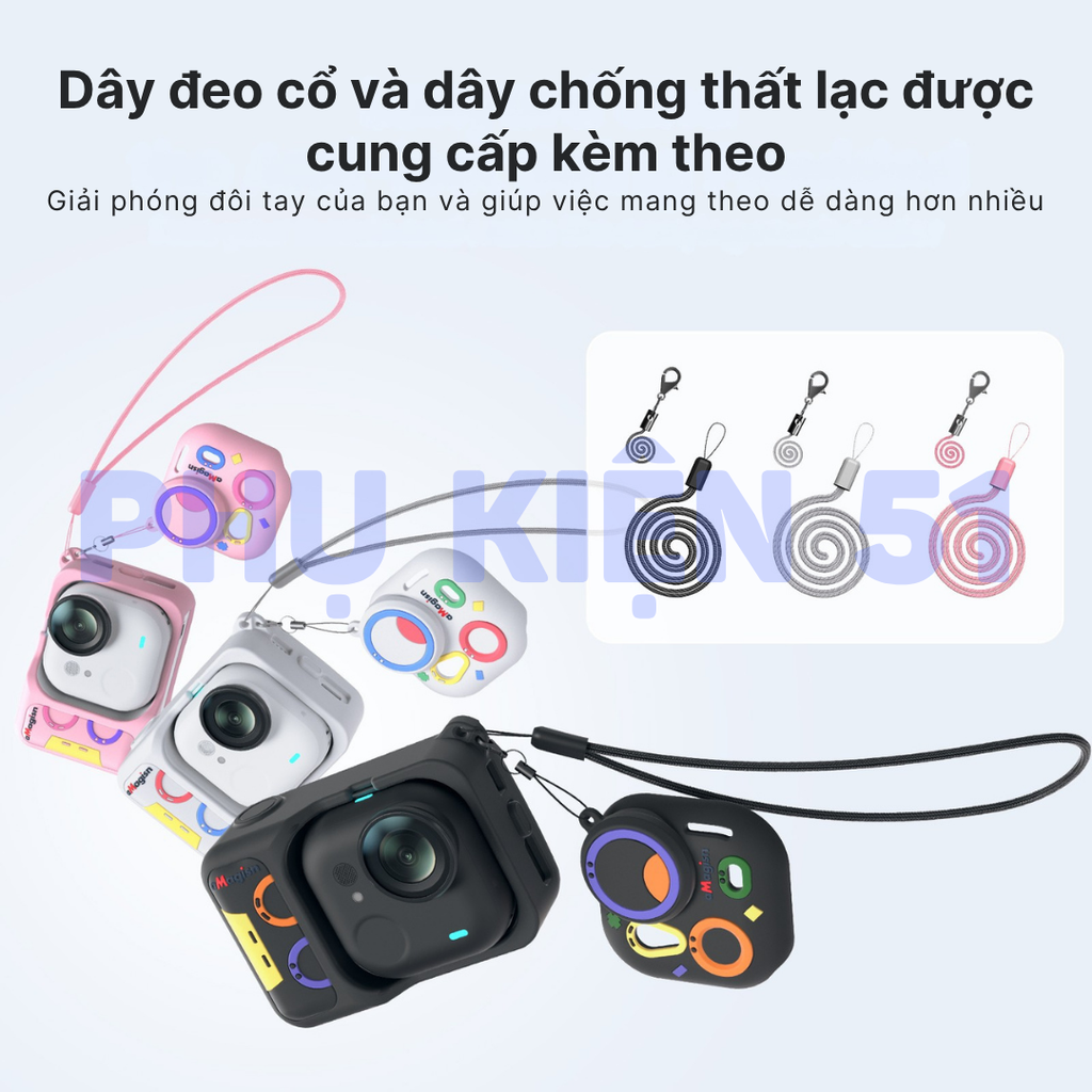 Silicon aMagisn cho Insta360 Go Ultra bảo vệ camera màn hình màu sắc vui nhộn