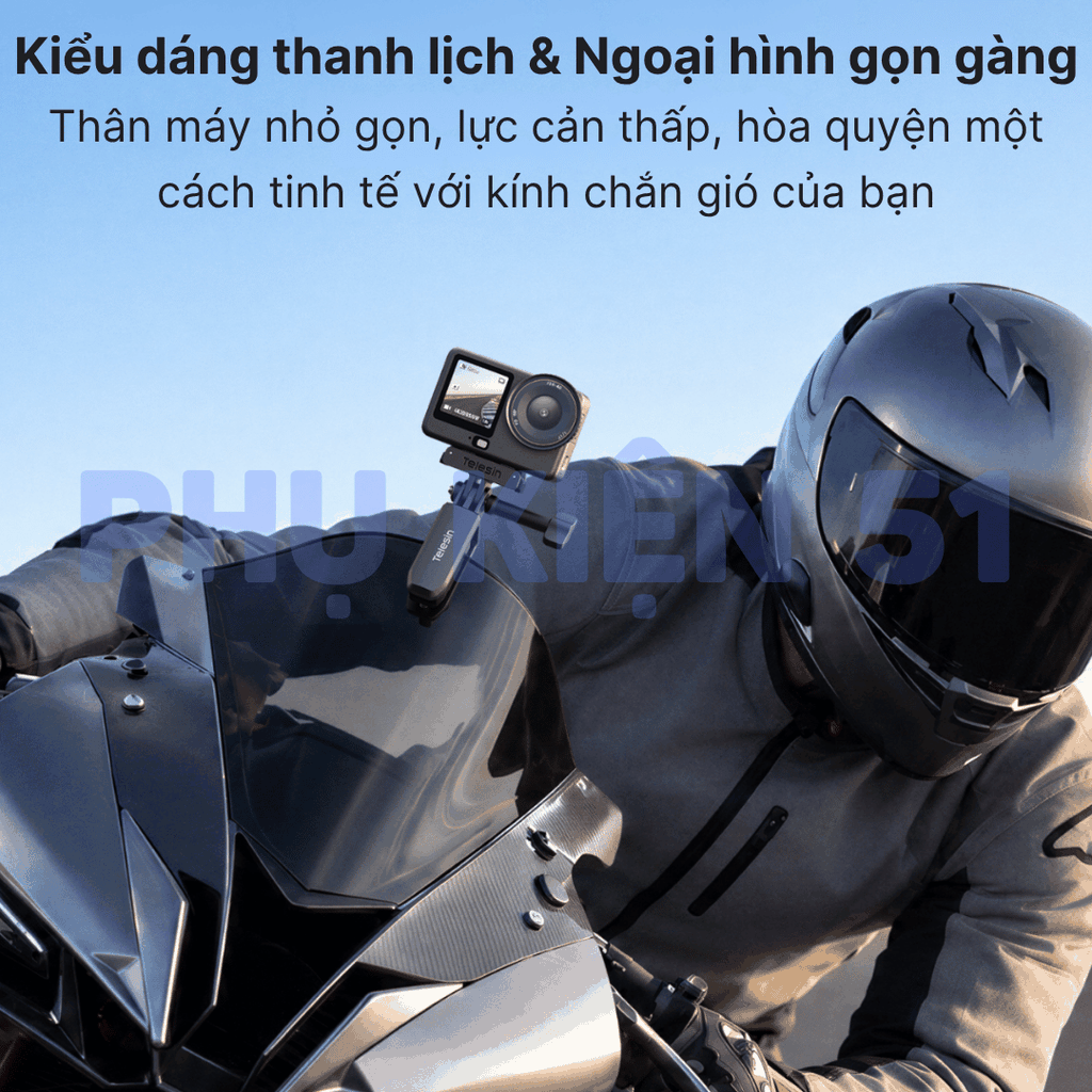 Giá đỡ kẹp kính Telesin cho Actioncam kẹp kính chắn gió nhôm CNC chắc chắn