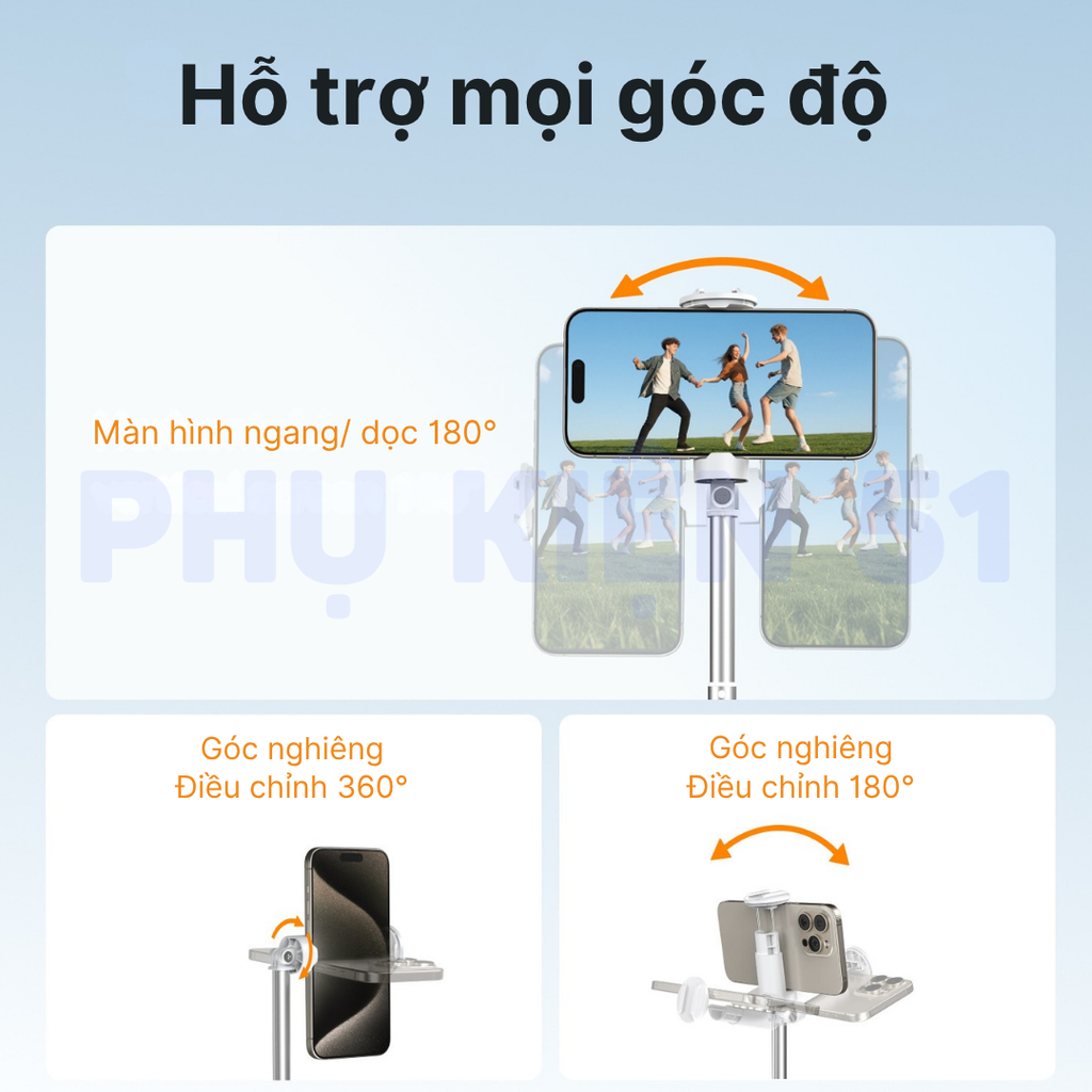 Tripod Telesin kiêm remote tự mở chân cho điện thoại kéo dài 1m8 điều khiển bluetooth lên đến 10m