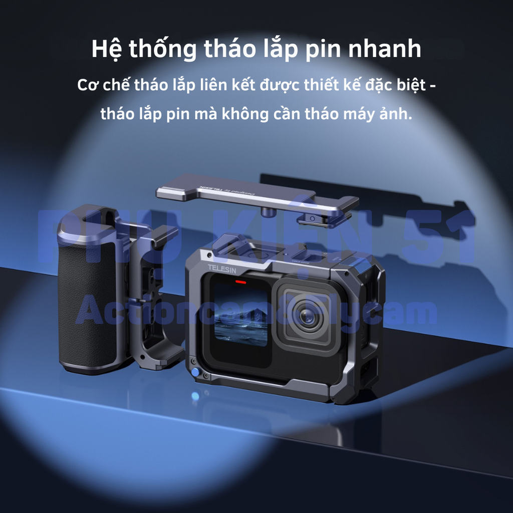 StreetGrip Kit TELESIN GOPRO 9 10 11 12 13 BLACK - Tay cầm hỗ trợ chụp hình đường phố nghệ thuật